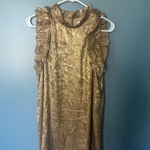 TCEC Gold Ruffle Midi Dress